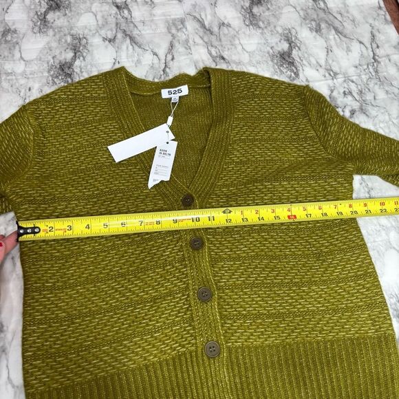 525 America Texture Stripe Cardigan Sweater green button front vneck size XS NWT - Picture 6 of 7